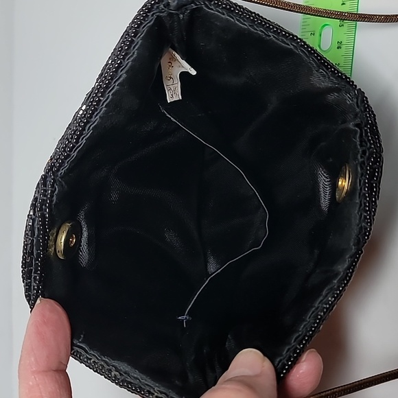 Imperial Fashion beaded purse black silky lining vintage snake chain formal eve - Picture 6 of 12